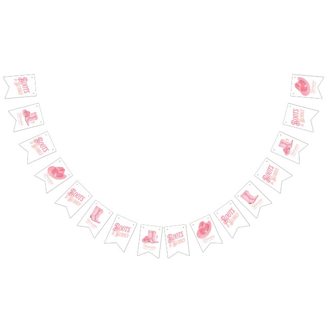 Stiefel & Bubbly Western Cowgirl Pink Brautparty Wimpelkette (Alle)