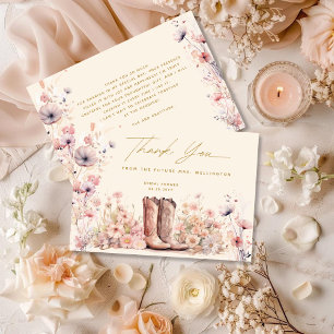 Stiefel & Glitter Florale Cowgirl-Hochzeitsfeier Dankeskarte