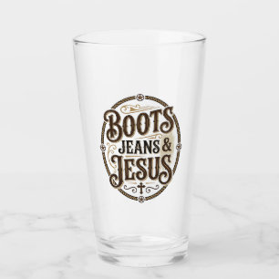 Stiefel Jeans & Jesus Vintage Western Glaube Glas