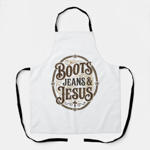 Stiefel Jeans & Jesus Vintage Western Glaube Schürze