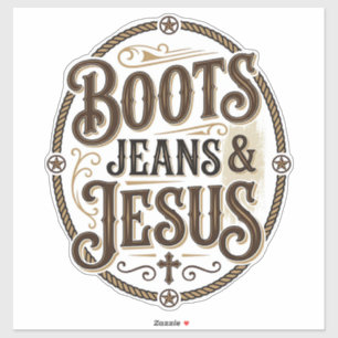 Stiefel Jeans & Jesus Vintage Westerner Glaube Aufkleber