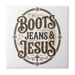 Stiefel Jeans & Jesus Vintage Westerner Glaube Fliese