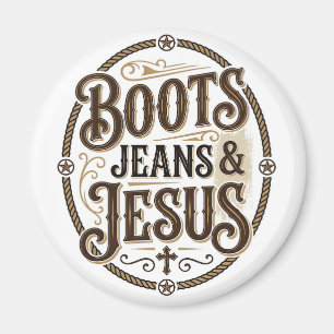 Stiefel Jeans & Jesus Vintage Westerner Glaube Magnet