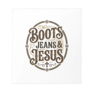 Stiefel Jeans & Jesus Vintage Westerner Glaube Notizblock