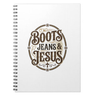 Stiefel Jeans & Jesus Vintage Westerner Glaube Notizblock