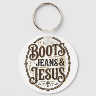 Stiefel Jeans & Jesus Vintage Westerner Glaube Schlüsselanhänger
