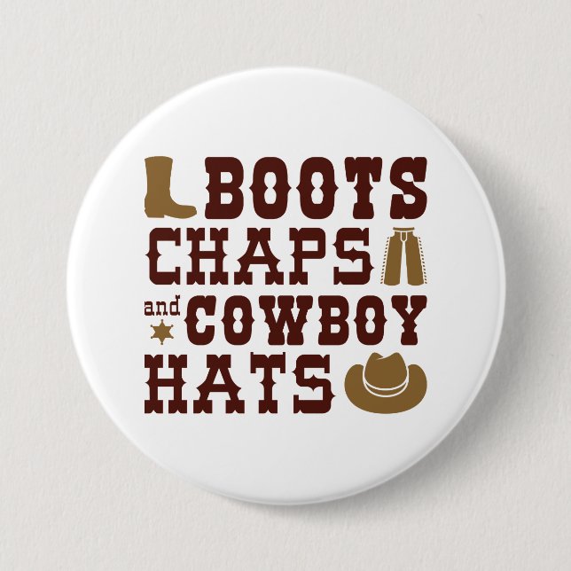 Stiefel Kappen und Cowboyhats Button (Vorderseite)