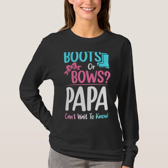 Stiefel oder Bogen Papa Gender Reveal Schwangersch T-Shirt (Vorderseite)