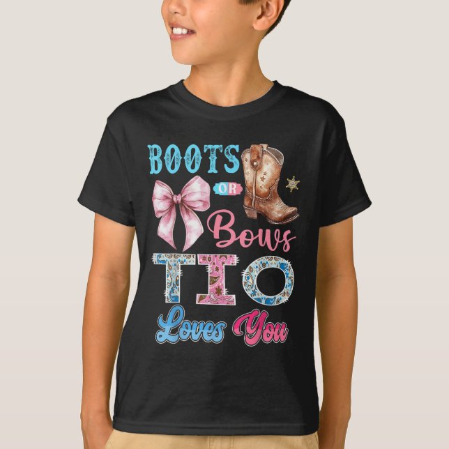 Stiefel oder Bogen Tio Lieben Sie Geschlecht zeige T-Shirt (Vorderseite)