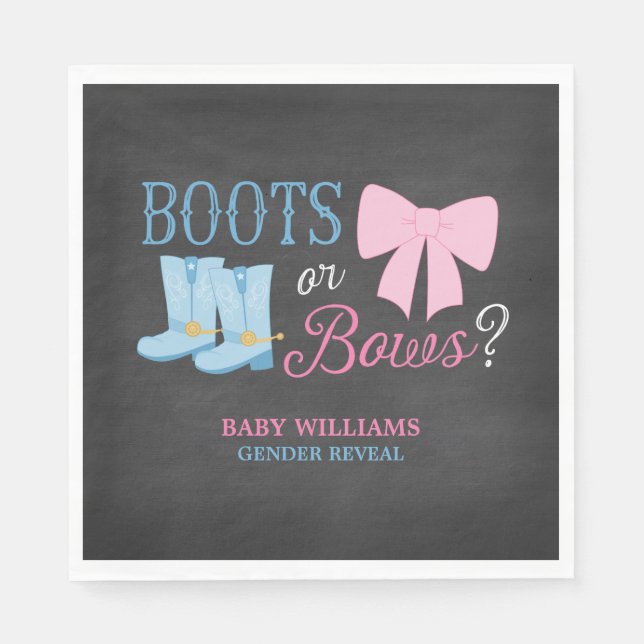 Stiefel oder Bows Gender Reveal Party Baby Shower Serviette (Vorderseite)