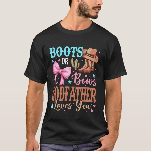 Stiefel oder Schleifen Geschlechtsenthüllungsdekor T-Shirt (Vorderseite)