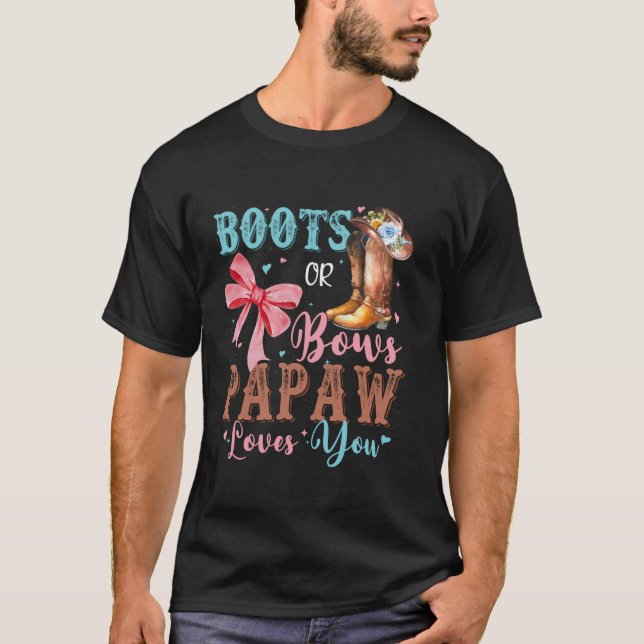Stiefel oder Schleifen Geschlechtsenthüllungsdekor T-Shirt (Vorderseite)