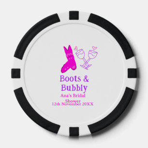 Stiefel & prickelnde Champagnerflasche Brautparty Pokerchips