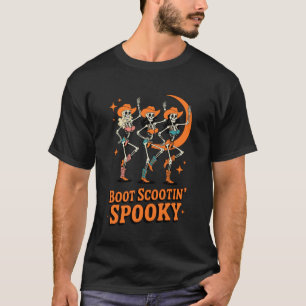 Stiefel schiebende spooky Skelett Cowgirl Hallowee T-Shirt