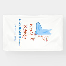 Stiefel & Sektflasche Brautparty blau Banner