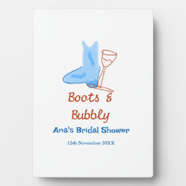 Stiefel & Sektflasche Brautparty blau Fotoplatte