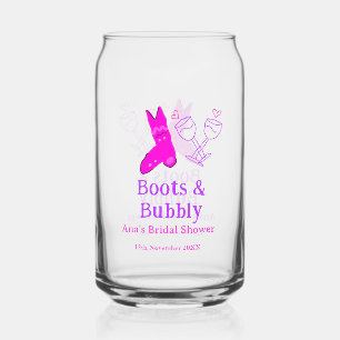Stiefel & Sektflasche Brautparty pink Dosenglas