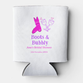 Stiefel & Sektflasche Brautparty pink Dosenkühler