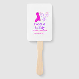 Stiefel & Sektflasche Brautparty pink Fächer