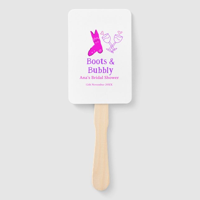 Stiefel & Sektflasche Brautparty pink Fächer (Vorderseite)