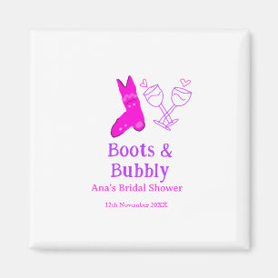 Stiefel & Sektflasche Brautparty pink Magnet
