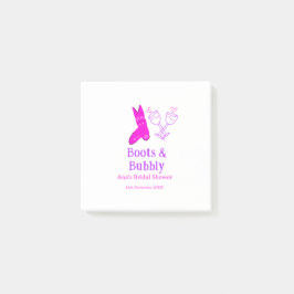 Stiefel & Sektflasche Brautparty pink Post-it Klebezettel