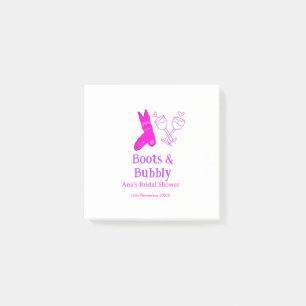 Stiefel & Sektflasche Brautparty pink Post-it Klebezettel