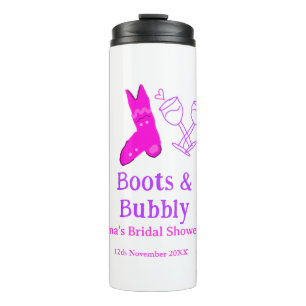 Stiefel & Sektflasche Brautparty pink Thermosbecher