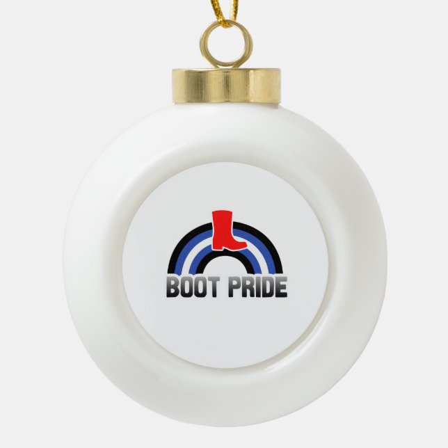 Stiefel-Stolz Keramik Kugel-Ornament (Vorderseite)