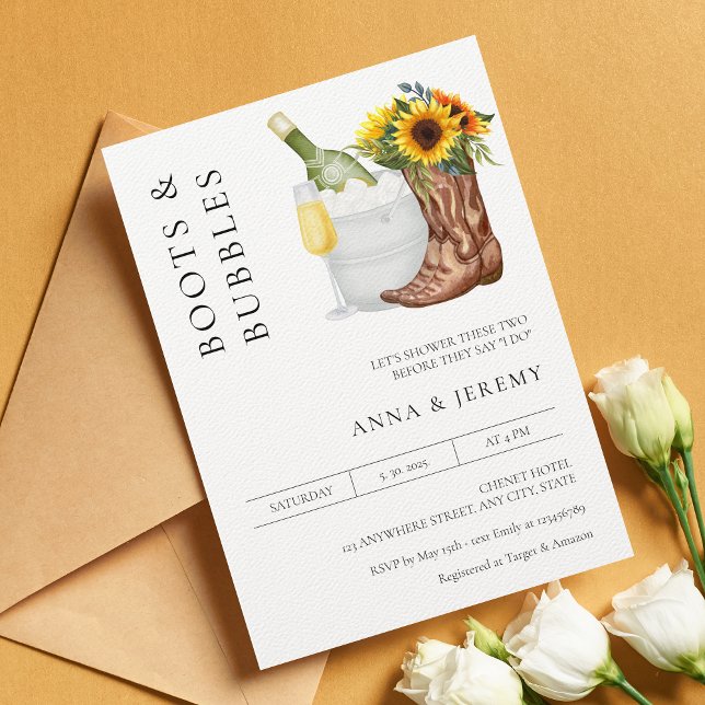 Stiefel und Blasen Paare Dusche Moderne Minimalist Einladung (Von Creator hochgeladen)