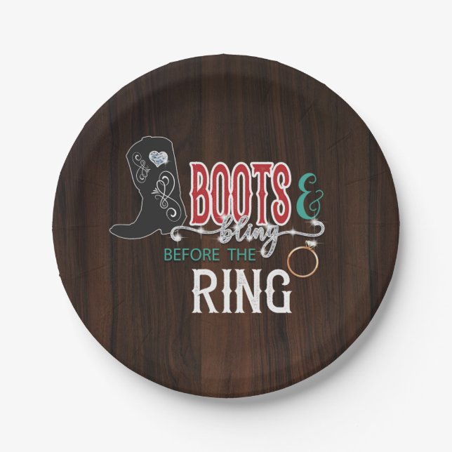 Stiefel und Blenden vor der Ringplatine Pappteller (Vorderseite)