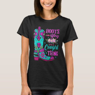 Stiefel und Bling Es ist eine Cowgirl-Sache Rodeo T-Shirt