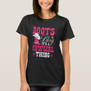 Stiefel und Bling Rodeo Western Country Cowgirl T-Shirt