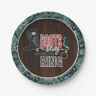 Stiefel und Bling vor der Ringplatte - Turq Pappteller