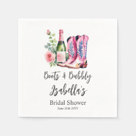 Stiefel und blubbly Pink-Brautparty Serviette