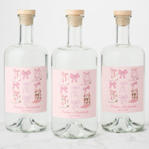 Stiefel und Bows Pink Girly Junggeselinnen-Abschie Alkoholflaschenetikett