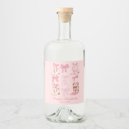 Stiefel und Bows Pink Girly Junggeselinnen-Abschie Alkoholflaschenetikett