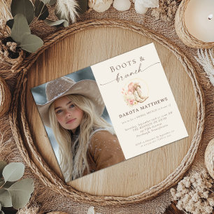 Stiefel und Brunch Western Floral Brautparty Einladung