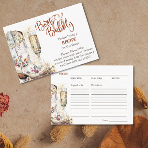 Stiefel und Bubbly Boho Brautparty Recipe Anfrage Begleitkarte