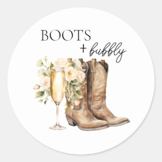 Stiefel und Bubbly-Brautparty-Sticker Runder Aufkleber