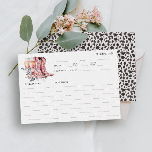 Stiefel und Bubbly Elegantes rosa Brautparty Rezep Begleitkarte