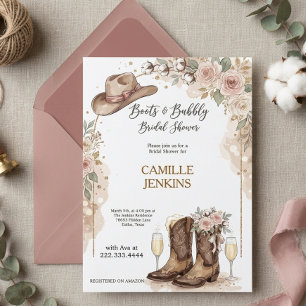 Stiefel und Bubbly Handgezeichnete Brautparty-Einl Einladung