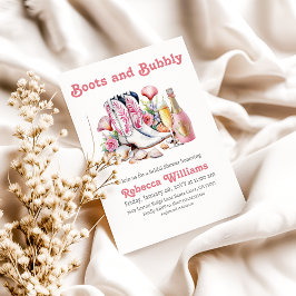 Stiefel und Bubbly Pink Beach Coastal Bridal Dusch Einladung