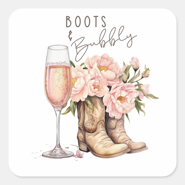 Stiefel und Bubbly Square Sticker (Vorderseite)