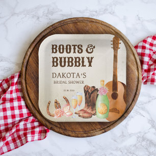 Stiefel und Bubbly Western Rodeo Cowgirl Brunch Pappteller