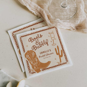 Stiefel und Bubbly Whimsical Hand Drawn Serviette