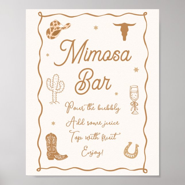 Stiefel und Bubby Brautparty Mimosa Bar Poster (Vorne)