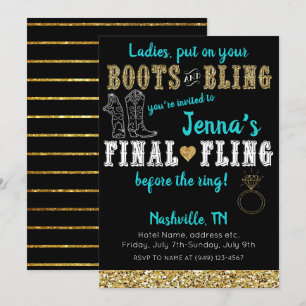 Stiefel und Glamour Country Western Nashville Part Einladung