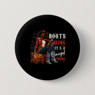 Stiefel und Glamour, das ist Cowgirl-Sache, Schwar Button