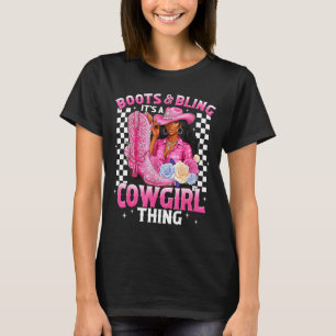 Stiefel und Glamour Es ist Cowgirl-Ding Schwarze G T-Shirt
